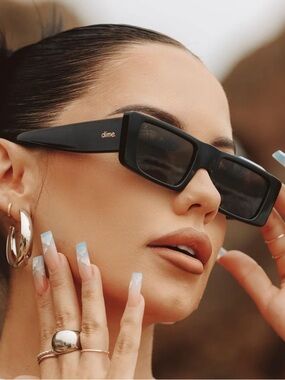 Dime Optics Black Rectangular Sunglasses